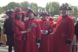 3 Chelsea Pensioners and Vanessa Vallely at Ascot Racecourse 2012