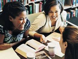 business school women talking