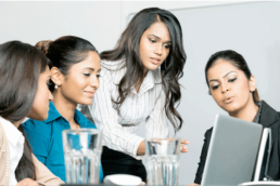 Diverse group of office women.