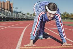 woman at starting line - running