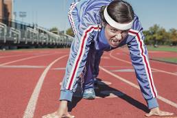 Woman at starting line - running