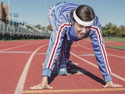 Woman at starting line - running