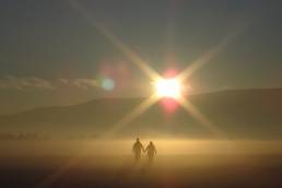 Walking into sunlight