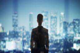 shadow of a man standing in the cityshadow of a man standing in the city