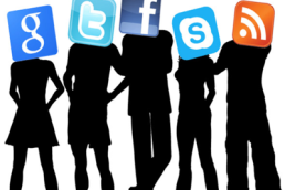 millennial silhouettes with social media icons