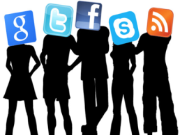 millennial silhouettes with social media icons