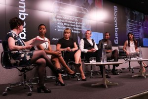 Jane Garvey with Dara Kirton Debbie Grimshaw Alicia Millar Rashada Harry and Vinita Ramtri