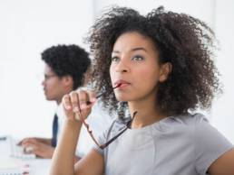 A woman looking up to dream