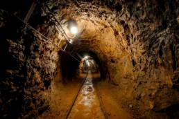 Dark, dingy mining tunnel