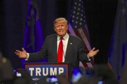 Donald Trump on a podium