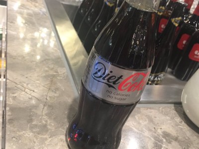 Diet Coke bottles on display