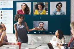 business women having a conference call featured