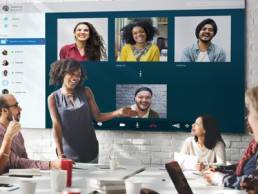 business women having a conference call featured