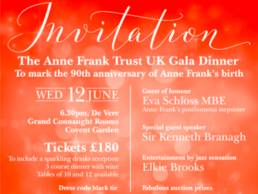 Invitation - Anne Frank 90th Anniversary Gala 12.06.19 featured