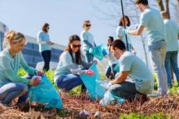 group of diverse people volunteering for charity