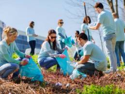 group of diverse people volunteering for charity