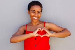 woman making heart, heart