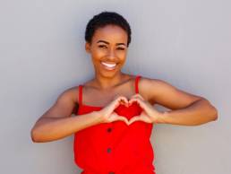 woman making heart, heart