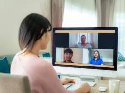 woman remote working on video conference call