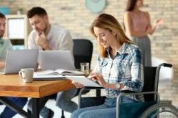 Disabled woman at work