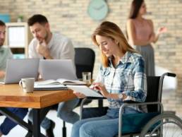 Disabled woman at work
