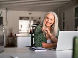 happy woman working from home, flexible working