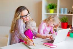 Mum juggling childcare and working from home