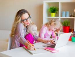 Mum juggling childcare and working from home