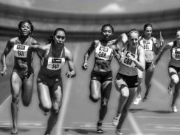 athletes running in a relay race, competitive edge