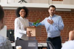 friendly ceo welcoming new employee, world of work