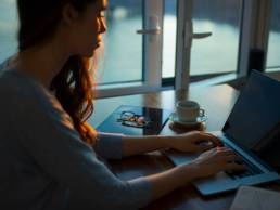 lonely female woman working from home