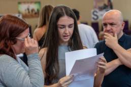 Students receive GCSE results at Becket Keys Church of England School, results day, exam results