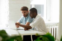 mentoring, two male colleagues, mentors