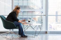 professional black woman working remotely, menopause