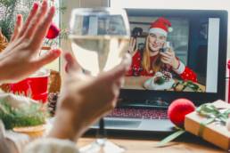 Christmas online holiday remote celebration X mas new year in lockdown, virtual Christmas party