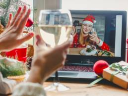 Christmas online holiday remote celebration X mas new year in lockdown, virtual Christmas party