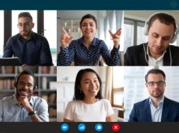 Team working by group video call share ideas, global teams