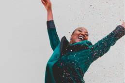 happy woman with glitter, take the credit, 2020, emotional intelligence