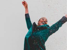 happy woman with glitter, take the credit, 2020, emotional intelligence