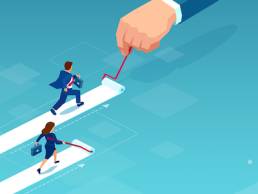 Women in work, progress, woman painting her own career path