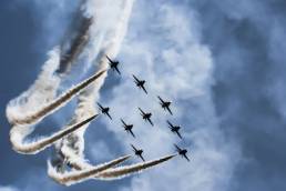 RAF planes in formation, leading teams