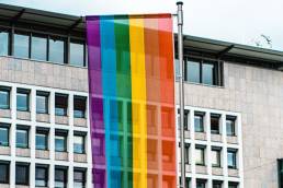 LGBT History Month, Building with LGBT flag