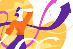 A woman looking into the future for new business opportunities, career path, a-level results