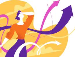 A woman looking into the future for new business opportunities, career path, a-level results