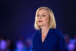 Liz Truss speaking at Conservative Party Hustings in Cardiff