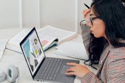 woman working on laptop