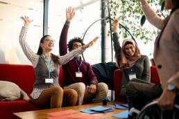 Group of employees having fun in an office, inclusion, diversityGroup of employees having fun in an office, inclusion, diversity