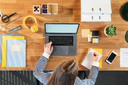 Workplace learning culture, woman studying at work