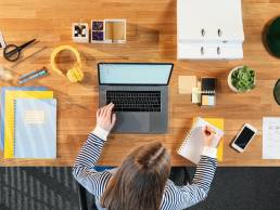 Workplace learning culture, woman studying at work