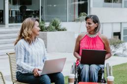 Allyship, diversity and inclusion, two women working outside together